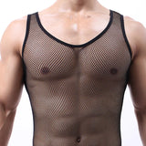 Men Sexy Tank Tops Belly Slimming Underwear Gay Ultra-thin Mesh Corset Transparent shapers Men's Bodysuit Men Brand Undershirts