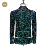 Shiny Green Sequins Bling Glitter Blazer Men 2023 Shawl Collar One Button Tuxedo Suits&Blazer Mens Wedding Party Stage Costumes