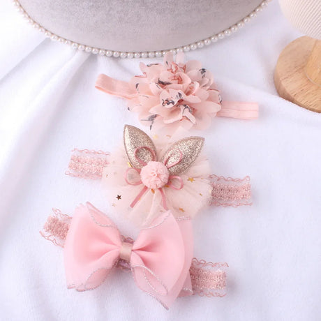 3pcs/lot Newborn Headwear Baby Girl Flower Headbands Lace Hair Bands Party Headband Turban Infant Newborn Hair Accessories