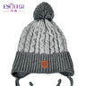 ENJOYFUR Warm Winter Baby Knitted Hats Real Fur Pompom Fleece lined Boy Caps Cute Thick Kids Elastic Earflap Outdoor Ski Beanies