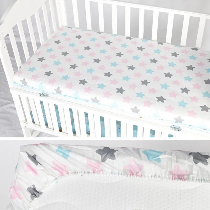 Ins Cotton Baby Toddler Fitted Crib Sheets Collection Crib Bedding Set for Children Mattress Cover Protector 9 Specifications