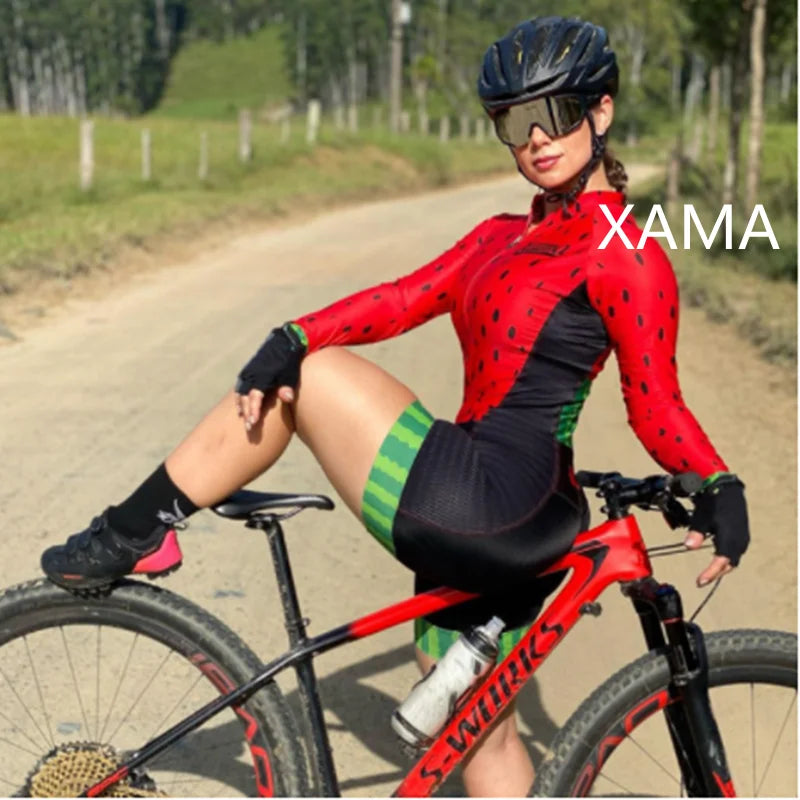 XAMA Cycling Ladies-Cycling-Monkey-Long Sleeve-Summer-Set-Cycling bicicleta infantil Set Suit-Workwear