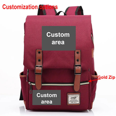 Customized Print DIY Your Like Photo or Logo Boy Girl Student School Bag Teenagers Schoolbags Canvas Women Bagpack Men Backpack