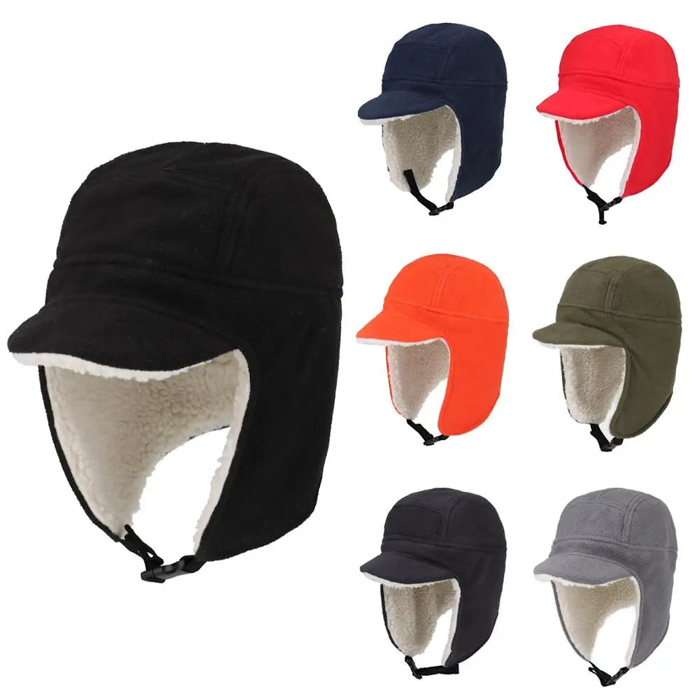 Connectyle Men's Women Soft Fleece Warm Winter Hats Sherpa Lined with Visor Windproof Earflap Snow Ski Skull Cap