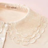 Elegant Embroidery Fake Collar Shirt Chiffon Doll Detachable Collar Fake Women False Collars Woman For Ladies Sweater Half Shirt