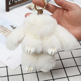 Cute Plush Bunny Keychain Women Fur Pom Pom Angel Rabbit Key Ring Hare Plush Dolls Toy Girls Bag Car Key Pendant Kids Xmas Gift