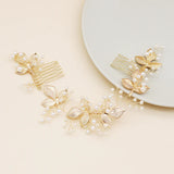 QYY Newest Gold Color Leaves Wedding Hair Comb Long Bridal Hair Accessories Jewelry Pearls Alloy Headpieces Hair Clips