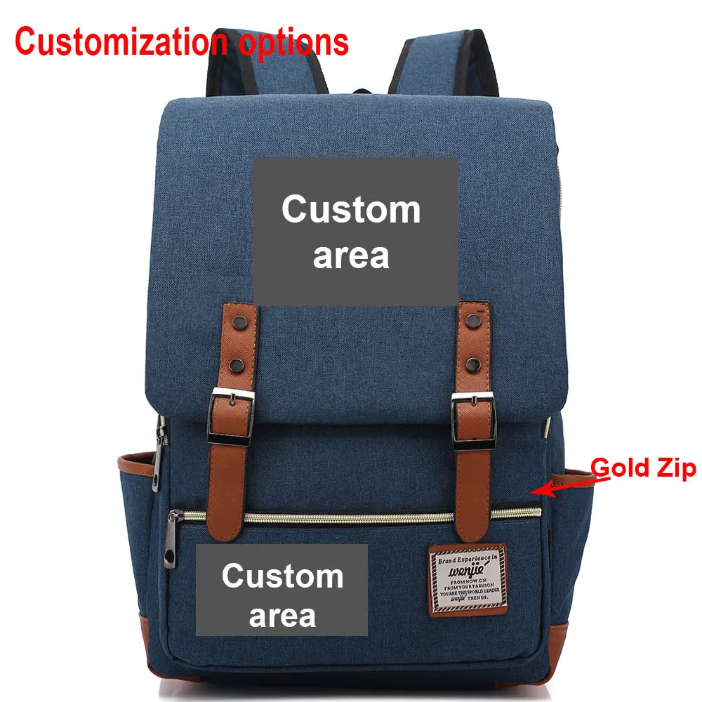 Customized Print DIY Your Like Photo or Logo Boy Girl Student School Bag Teenagers Schoolbags Canvas Women Bagpack Men Backpack