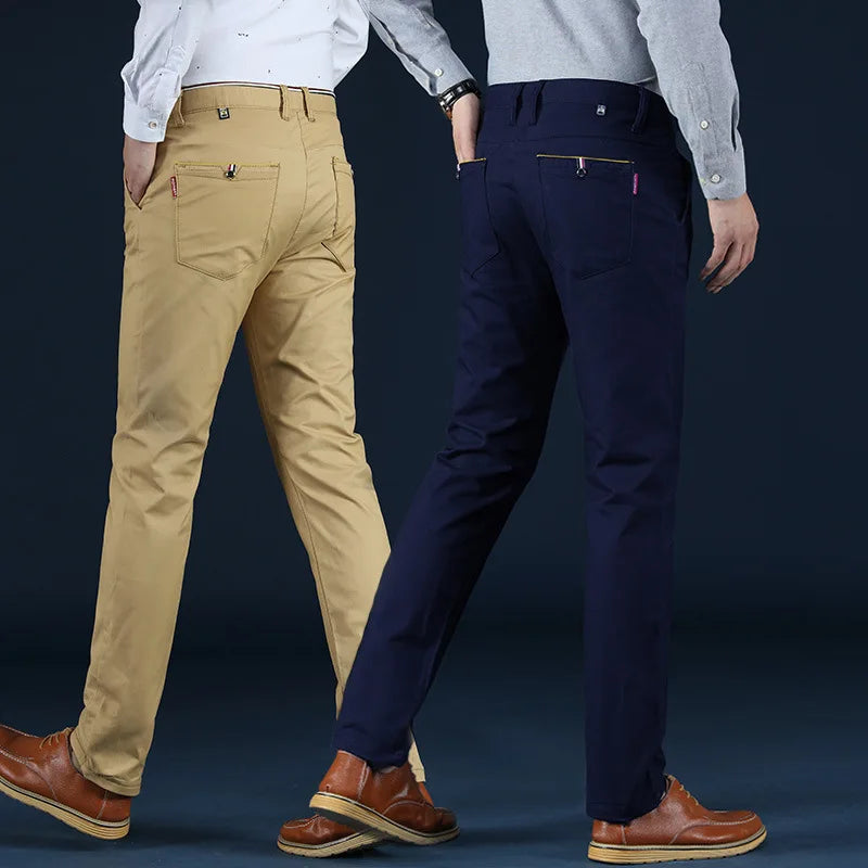 2024 New Korean Men Casual Pants Stretch Slim Fit Trousers High Quality Straight Stretch Pants Men