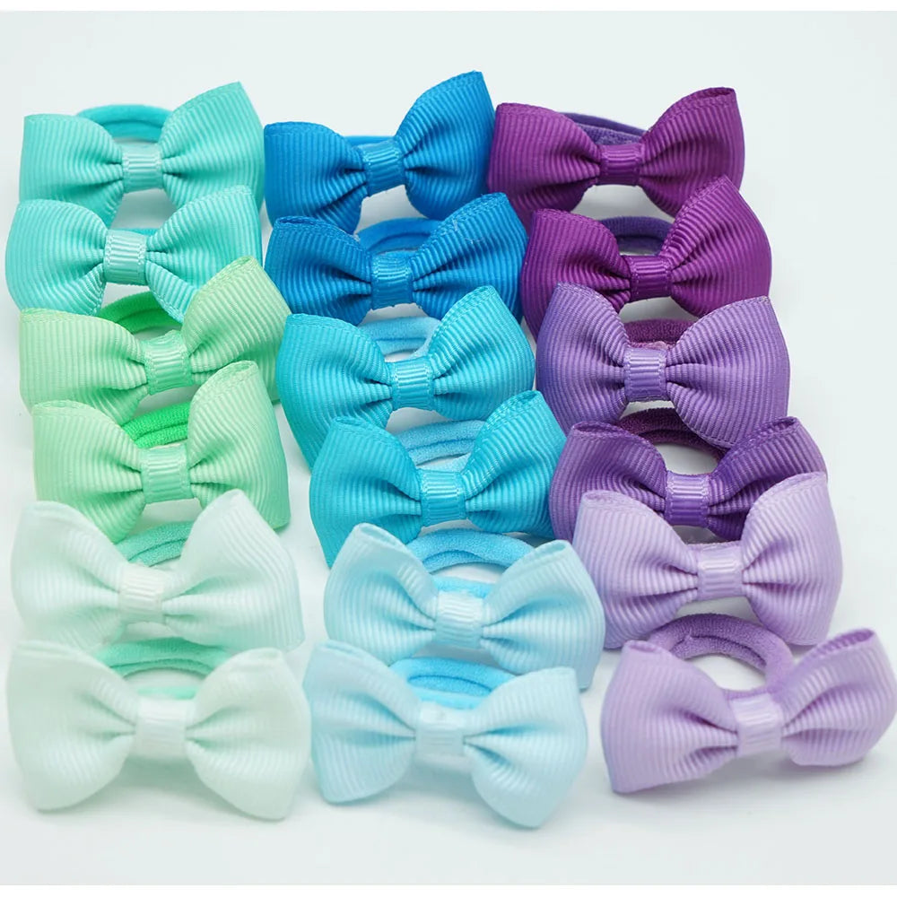 Baby Girls Hair Ties 2 inches Hair Bows Rubber Band Ribbon Hair Bands Ropes for Infant Children Gift 40 Colors in Pairs