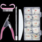 500Pcs/Box False Nails Tips Manicure Kit Nail File Lime 100/180 Buffer Block Cutter Scissors Cleaning Nail Brush Nail Art Tools