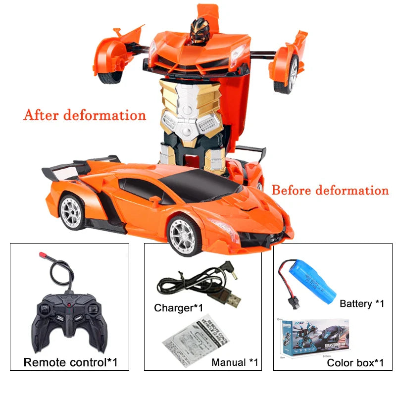 2IN1 Electric RC Car Transformation Robots One-key Deformation Car Outdoor Remote Control Sports Car Model  Children Boys Toys