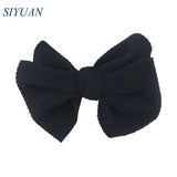 20pcs/lot High Quality 4.5'' Solid Seersucker Waffle Bow Knot with Clip Girl Party Headdress Accessories HDJ157