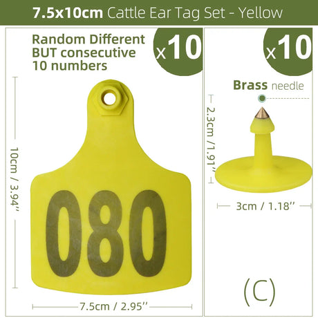 7.5x10CM Different But Consecutive Numbers Cattle Ear Tags Set Farm Animals Label Livestock Markers Identification Card Marking