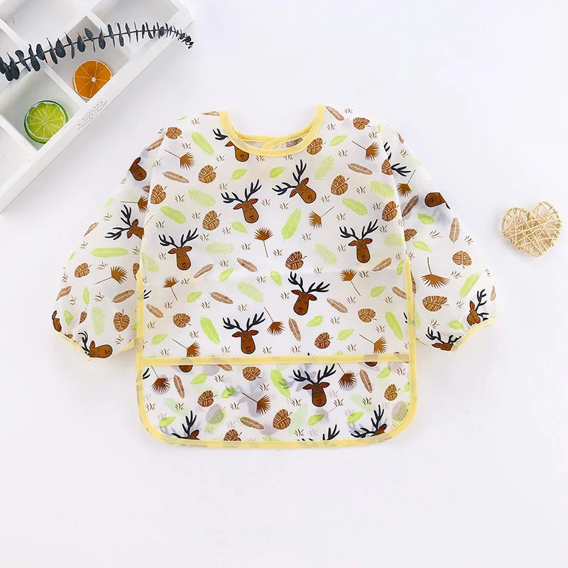 Baby Bibs New Cute Children Baby Stuff Toddler Waterproof Long Sleeve Art Smock Feeding Bib Apron for Kids 1-4 Years