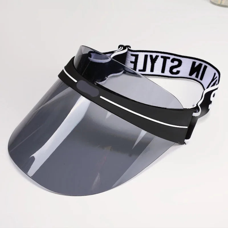 Women Fashion Letter Sports Sunshade Travel Sunscreen Driving Baseball Cap Female Transparent PVC Plastic Empty Top Sun Hat