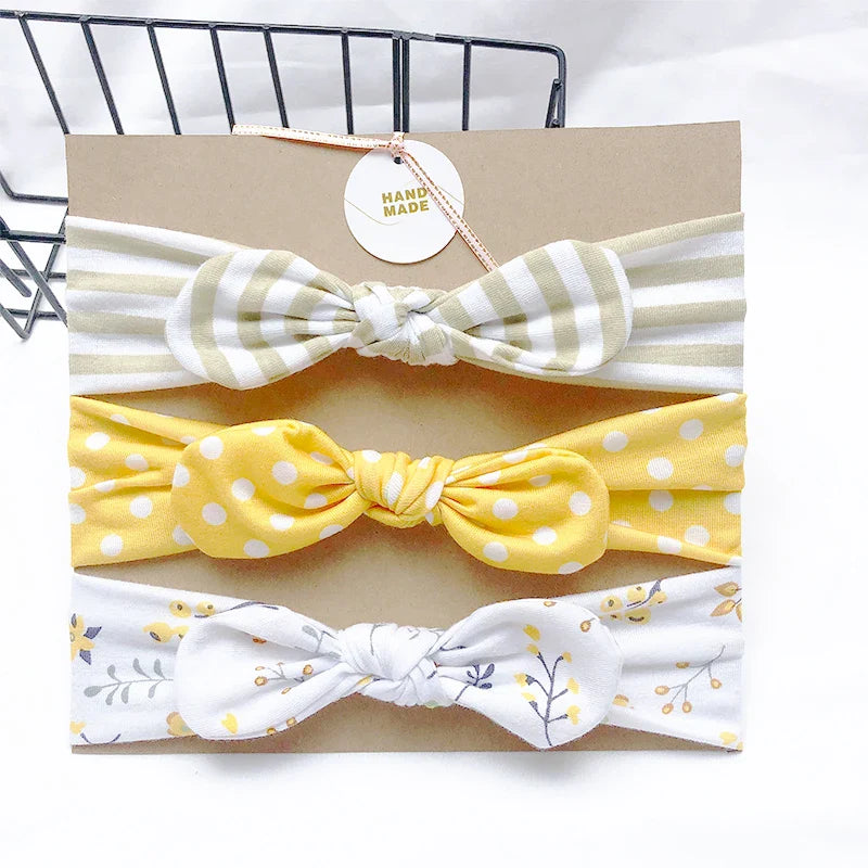 3pcs/lot Solid Nylon baby headband Bow Headbands For Cute Kids  Indian Turban Knot Rabbit Cotton Kids Hair Accessories