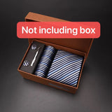 modern ties for men 2024 red Set Gift Box Jacquard Necktie And Pocket Square Clip Cufflinks Red Black Blue Handkerchief Formal