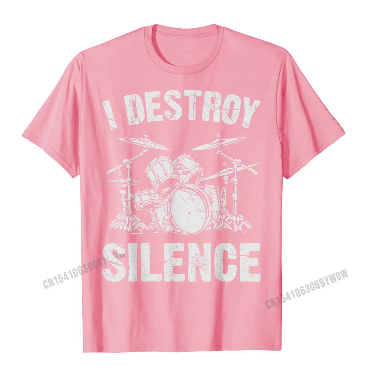 I Destroy Silence Drumming Vintage Drummer Drumset Drum Set T-Shirt Harajuku Cotton Casual Tees Cute Youth Tshirts Funny