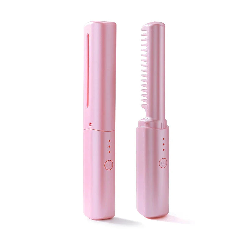 Hair Straightener Curler Charging Wet Dry Electric Hot Heating Comb Hair Flat Iron Straightening Styling Tool Home Appliances