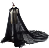 Halloween Costume for Women Hood Tulle Cape Cloak Black White Red Wedding Bridals Floor Length Cloaks Cape dress