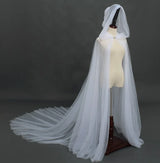 Halloween Costume for Women Hood Tulle Cape Cloak Black White Red Wedding Bridals Floor Length Cloaks Cape dress