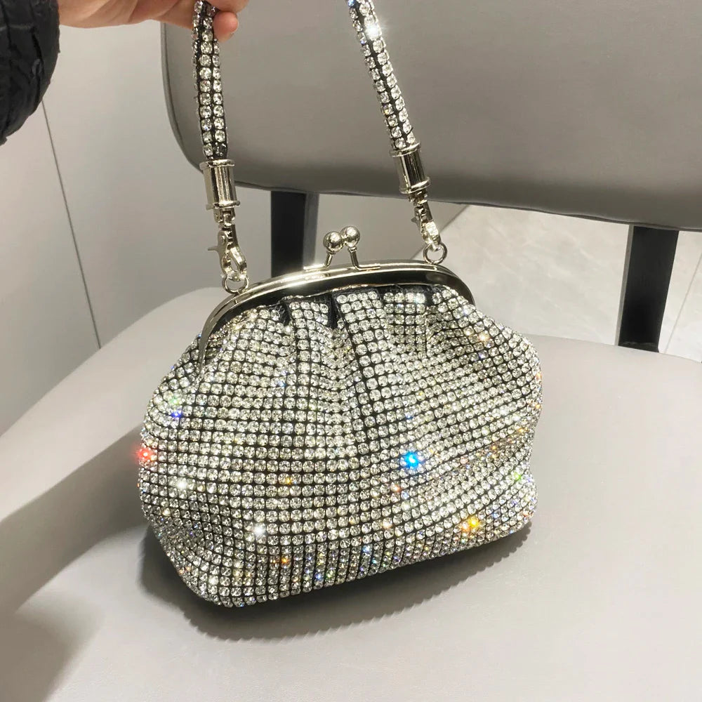 Handle Rhinestones Evening clutch Bag Purses and handbag luxury Designer shiny Crystal Clutch purse bucket bag shoulder bags