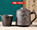 Handmade Yixing Dragon/Beauty Purple Clay Tea Mug with Lid and Tea Infuser Tea Cup Office Water Cup Gift Mug Drinkware