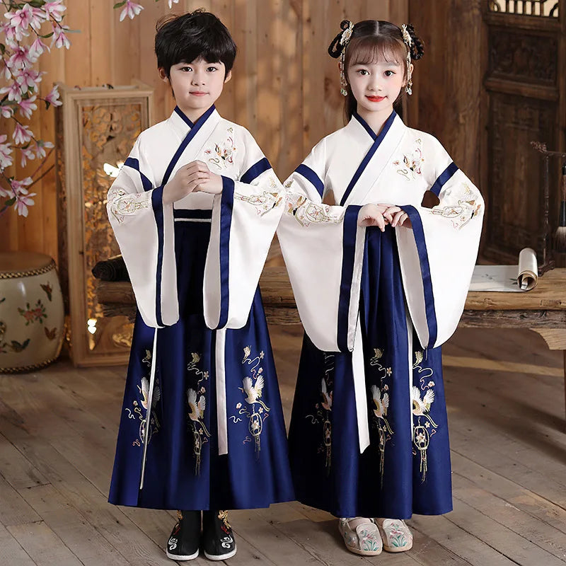 Hanfu Boys Girl Traditional Chinese Dress School Clothes Style Ancient Children's Performance Students Red Modern Hanfu Kids