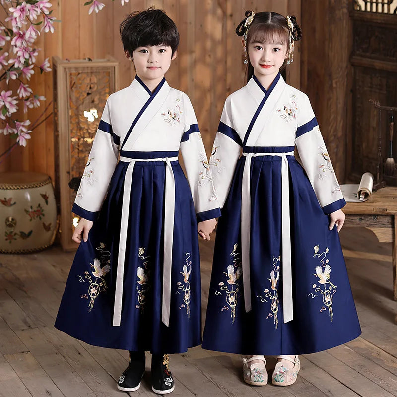 Hanfu Boys Girl Traditional Chinese Dress School Clothes Style Ancient Children's Performance Students Red Modern Hanfu Kids