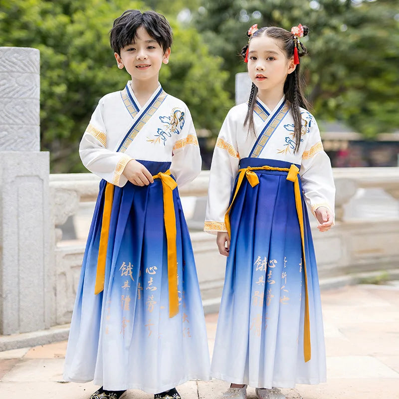 Hanfu Boys Girl Traditional Chinese Dress School Clothes Style Ancient Children's Performance Students Red Modern Hanfu Kids