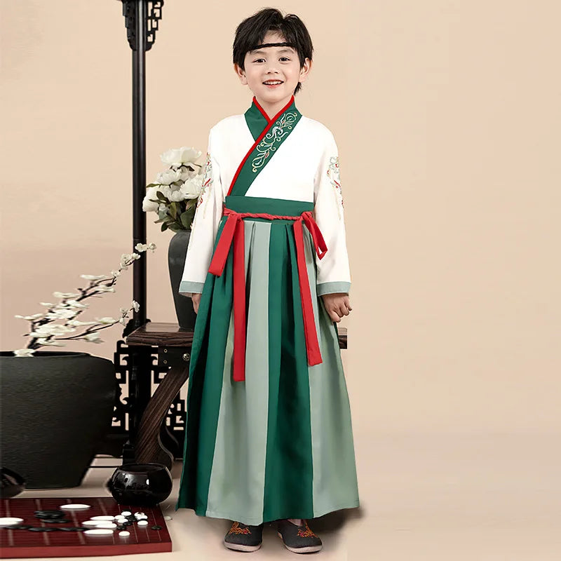 Hanfu Boys Girl Traditional Chinese Dress School Clothes Style Ancient Children's Performance Students Red Modern Hanfu Kids