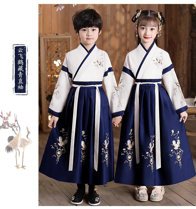 Hanfu Boys Girl Traditional Chinese Dress School Clothes Style Ancient Children's Performance Students Red Modern Hanfu Kids