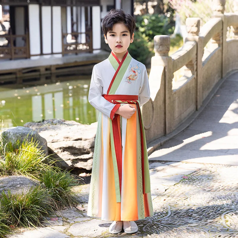 Hanfu Boys Girl Traditional Chinese Dress School Clothes Style Ancient Children's Performance Students Red Modern Hanfu Kids