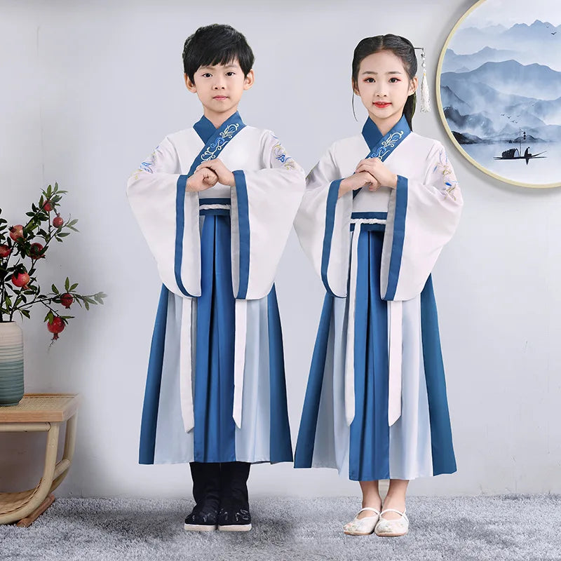 Hanfu Boys Girl Traditional Chinese Dress School Clothes Style Ancient Children's Performance Students Red Modern Hanfu Kids