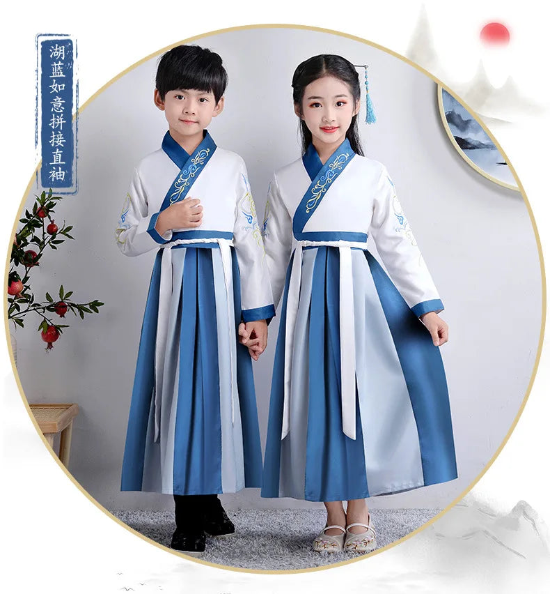 Hanfu Boys Girl Traditional Chinese Dress School Clothes Style Ancient Children's Performance Students Red Modern Hanfu Kids