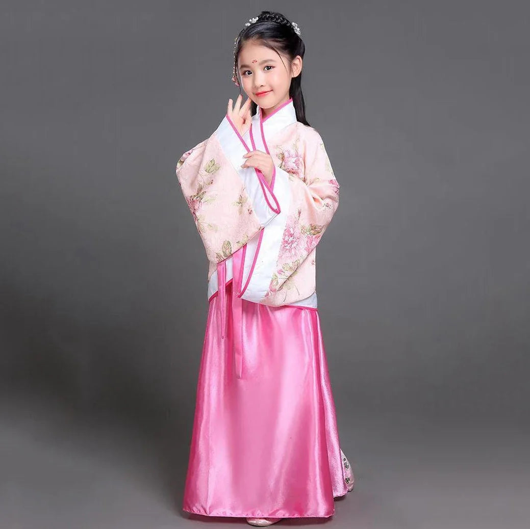 Hanfu Children 2023 Chinese Costume Kids Flower Girl Dresses Traditonal Stage Wear Women Dance Costume Adult Fairy Dress