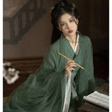 Hanfu Dress Women Ancient Chinese Traditional Hanfu Set Female Cosplay Costume Summer Hanfu Green Jacket With White Dress Sets