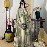 Hanfu Women Chinese Traditional Cosplay Costume Ancient Song Dynasty Hanfu Dress Spring Summer 3pcs Green Sets Plus Size XL