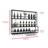 Hanging Wine Rack Wall Mounted Led Lights Black Shelf Night Club Restaurant Decorative Wine Cabinet Iron Szafka Bar Furniture