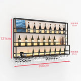 Hanging Wine Rack Wall Mounted Led Lights Black Shelf Night Club Restaurant Decorative Wine Cabinet Iron Szafka Bar Furniture