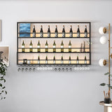 Hanging Wine Rack Wall Mounted Led Lights Black Shelf Night Club Restaurant Decorative Wine Cabinet Iron Szafka Bar Furniture