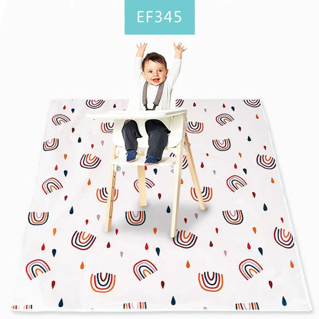 HappyFlute Splat Mat for Under High Chair/Arts/Crafts Washable Waterproof Anti-Slip Floor Splash Mat Portable Baby Play Mat