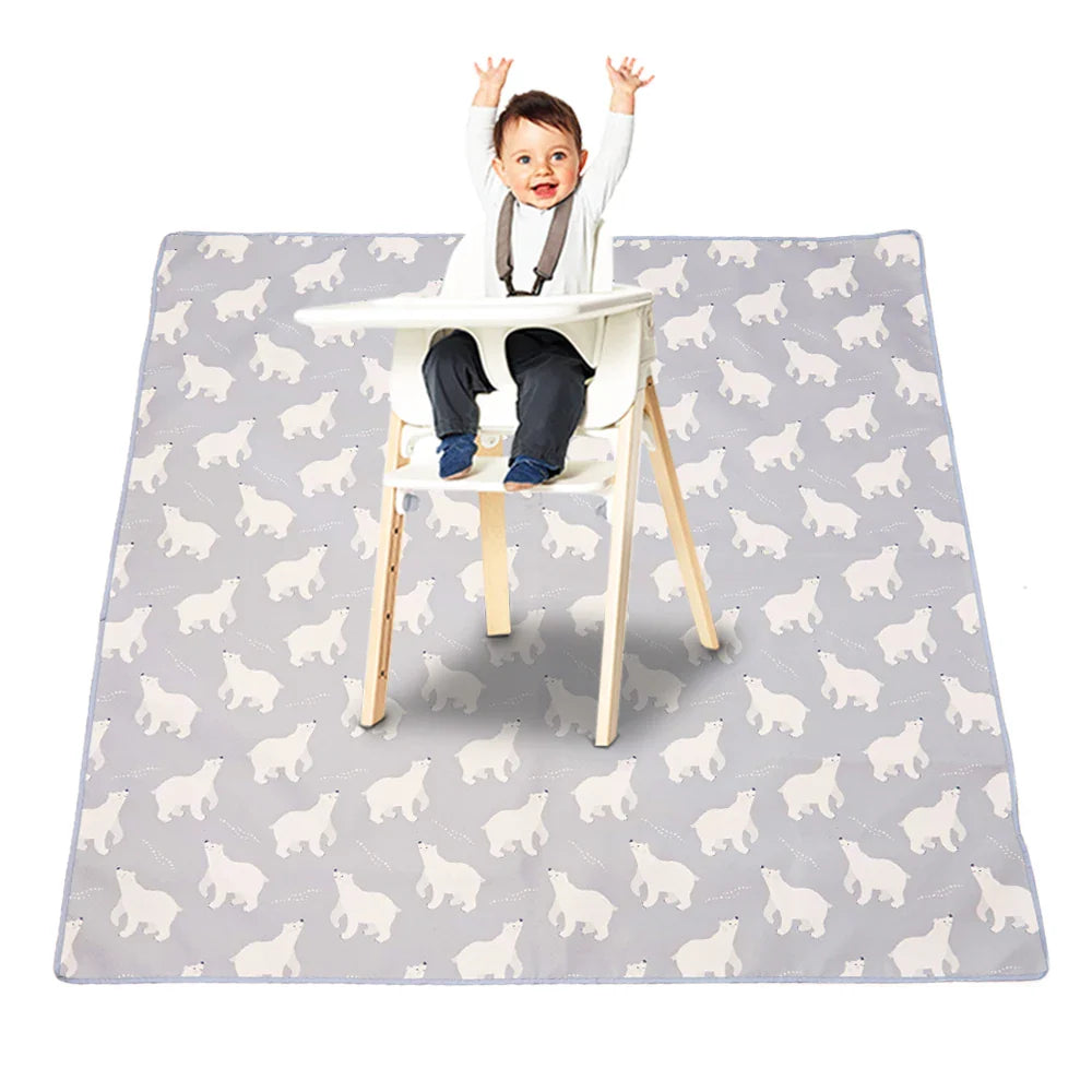 HappyFlute Splat Mat for Under High Chair/Arts/Crafts Washable Waterproof Anti-Slip Floor Splash Mat Portable Baby Play Mat