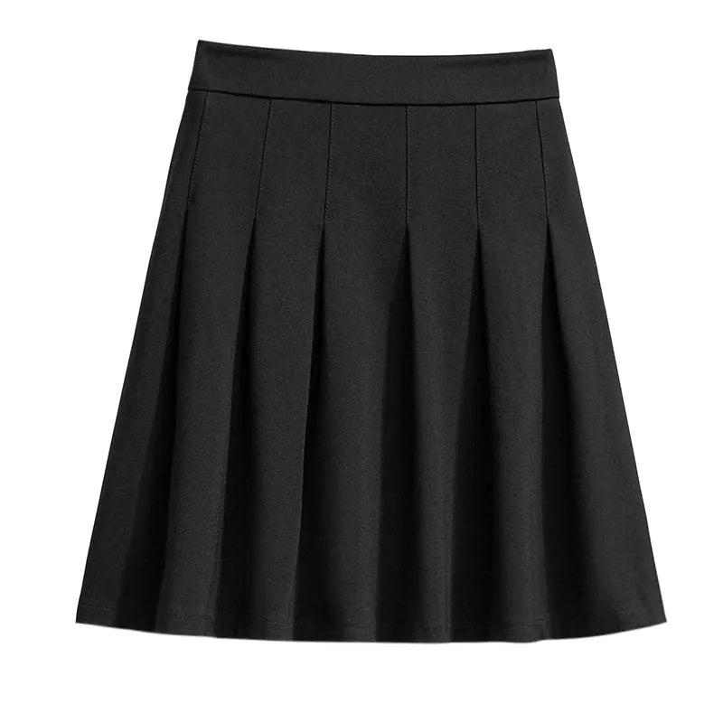 150Kg Plus Size Women's Autumn Loose Pleated A-Line Skirt 4XL 5XL 6XL 7XL 8XL 9XL Fleece Solid Elastic Waist Skirt Black