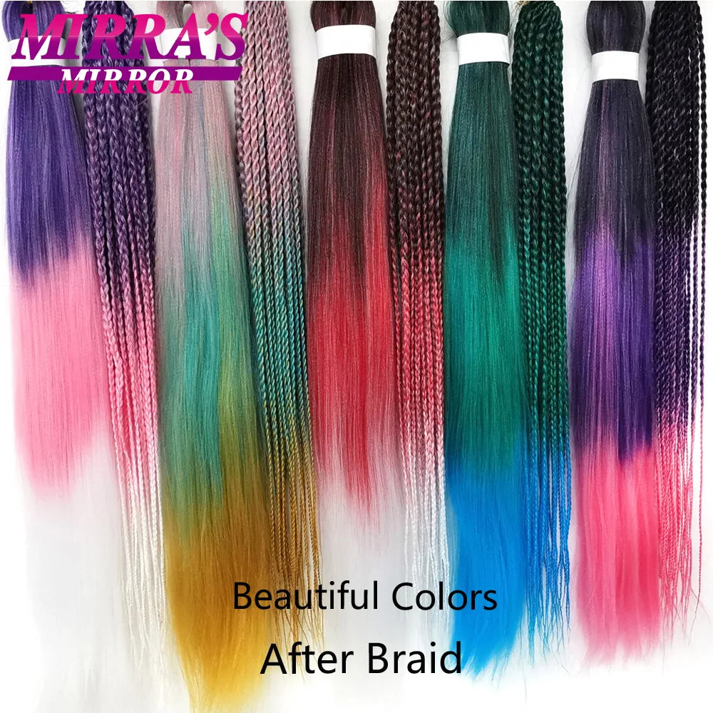 Braiding Hair Extensions Synthetic Hair for Braids Ombre Pre Stretched Jumbo Braids Hair Hot Water Setting Braid Mirra's Mirror