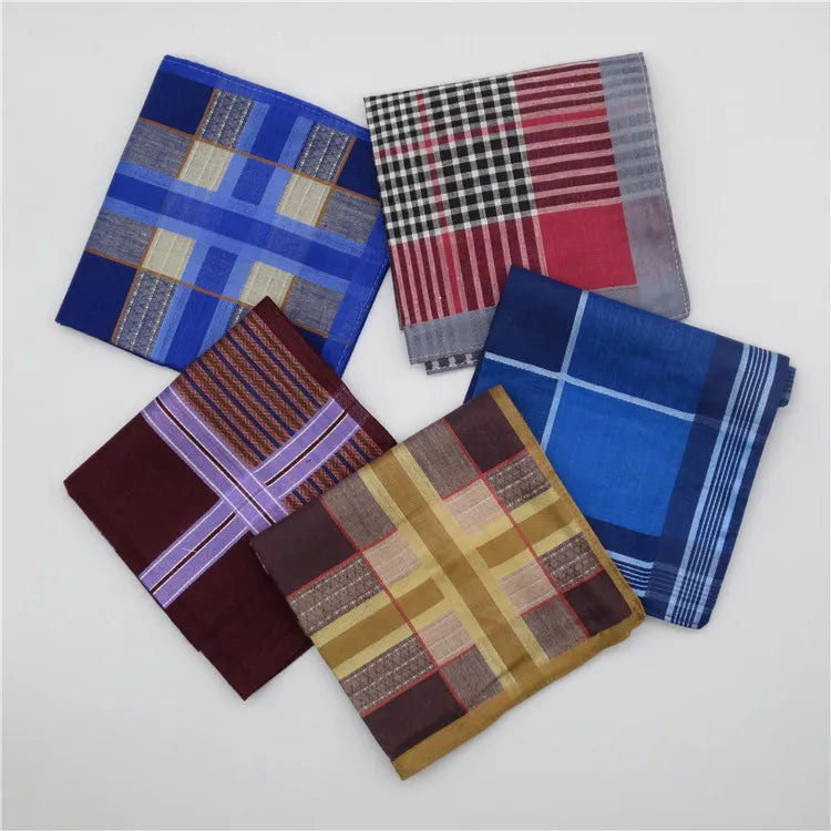 6PCS 43cm High quality printed cotton men handkerchief Square male stripe Towel pocket scarf handkerchiefs washcloth hand towel