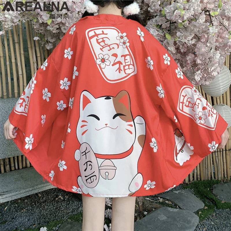 Japanese Kimono Traditional Clothing Crane Carp Anime Kimono Dress Shirts Women Samurai Haori Hombre Yukata Man Cardigan Shirt