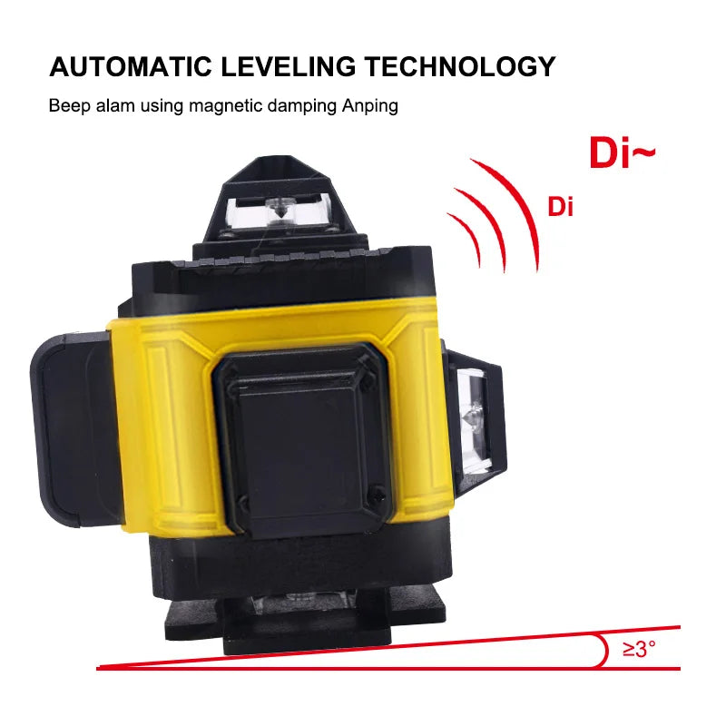 Pracmanu 16 Lines 4D Laser Level Horizontal & Vertical Cross Line Green Beam 360° Self-Leveling Laser Level with Remote Control