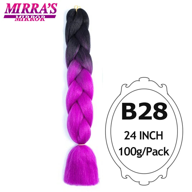 Jumbo Braiding Hair Extensions 24inch Ombre Hair For Braids 5Pcs Box Braid Yaki Texture Synthetic Fiber Fake Hair Mirra’s Mirror